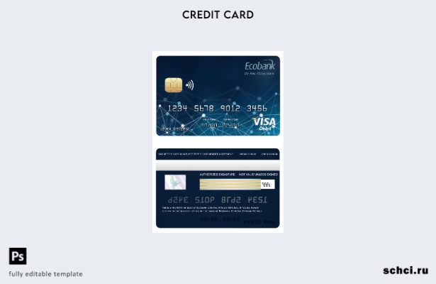 цифровая загрузка шаблона банковской карты Visa Центральноафриканской Республики
